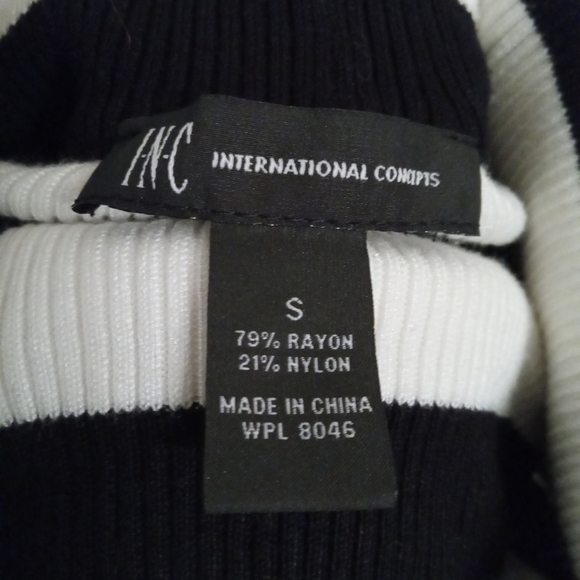 International Concepts Small Turtleneck Black White Stripe Tunic Sweater Dress - Picture 4 of 4